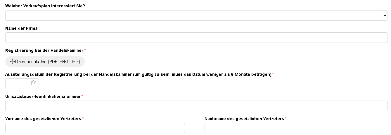 Melden Sie sich als Verkäufer an